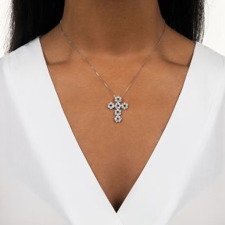 Estate Alexandrite and Diamond Cross Pendant