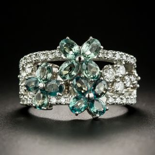 Estate Alexandrite and Diamond Flower Band Ring - 2