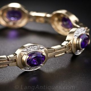 Estate Amethyst and Diamond Bracelet