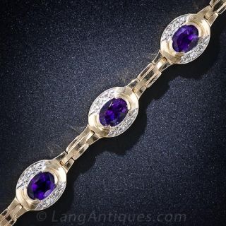 Estate Amethyst and Diamond Bracelet