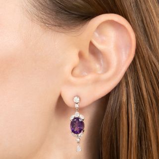 Estate Amethyst and Diamond Dangle Earrings