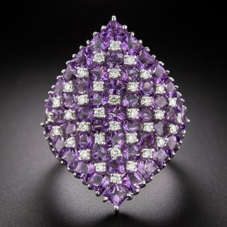 Estate Amethyst and Diamond Fashion Ring - 2