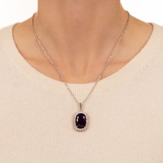 Estate Amethyst and Diamond Halo Pendant