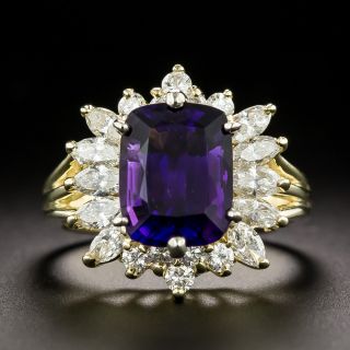Estate Amethyst and Diamond Halo Ring - 2