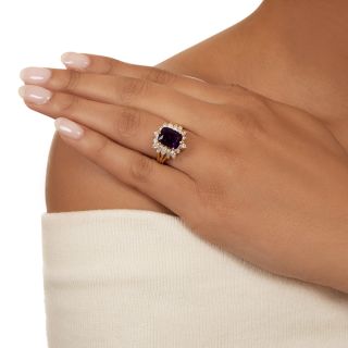Estate Amethyst and Diamond Halo Ring