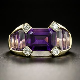Estate Amethyst and Diamond Ring - 2