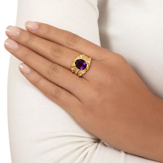 Estate Amethyst And Diamond Ring