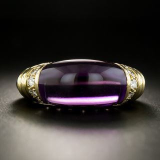 Estate Amethyst and Diamond Saddle Ring - 2