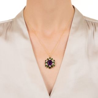 Estate Amethyst, Tourmaline and Diamond Pendant