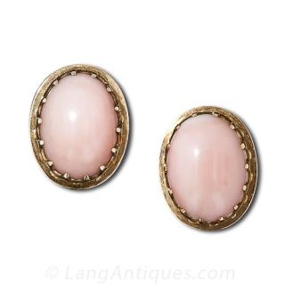 Estate Angel Skin Coral Earrings