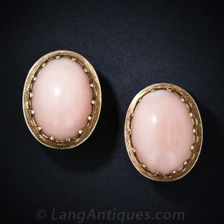 Estate Angel Skin Coral Earrings