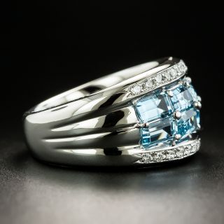 Estate Aquamarine and Diamond Band Ring