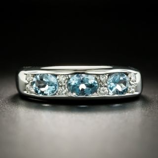 Estate Aquamarine and Diamond Band - 2