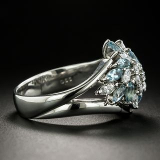 Estate Aquamarine and Diamond Cluster Ring