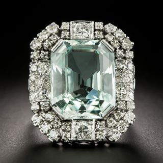 Estate Aquamarine and Diamond Cocktail Ring - 3