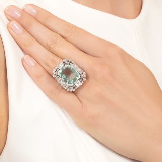 Estate Aquamarine and Diamond Cocktail Ring