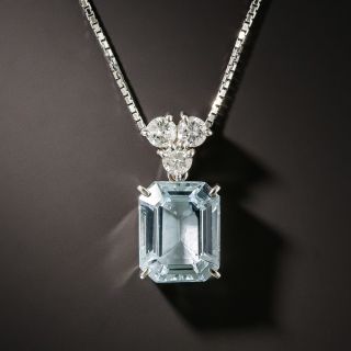 Estate Aquamarine and Diamond Drop Necklace - 2