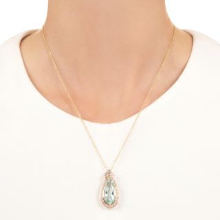 Estate Aquamarine and Diamond Drop Pendant