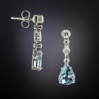 Estate Aquamarine and Diamond Earrings