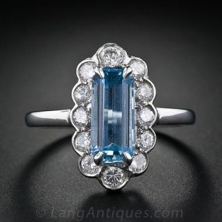 Estate Aquamarine and Diamond Ring