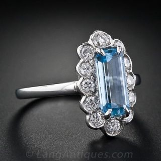 Estate Aquamarine and Diamond Ring