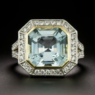 Estate Aquamarine and Diamond Ring - 3