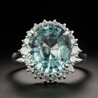 Estate Aquamarine and Diamond Ring - 3
