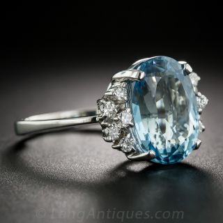 Estate Aquamarine and Diamond Ring