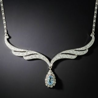 Estate Aquamarine and Diamond Swag Necklace - 3