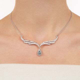 Estate Aquamarine and Diamond Swag Necklace