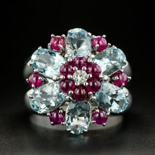 Estate Aquamarine and Ruby Ring by Zoccai - 2