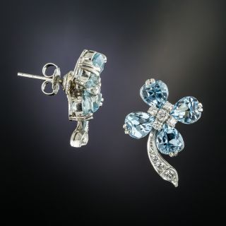 Estate Aquamarine Diamond Earrings