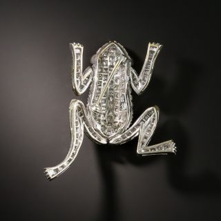 Estate Articulating Diamond Frog Brooch