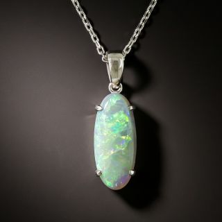 Estate Australian Opal Solitaire Drop Pendant - 3