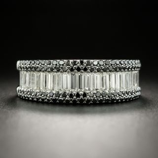 Estate Baguette And Black Diamond Band Ring - 2