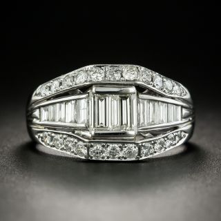 Estate Baguette and Round Brilliant Cut Diamond Band Ring - 2
