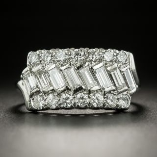 Estate Baguette and Round Diamond Band Ring - 3
