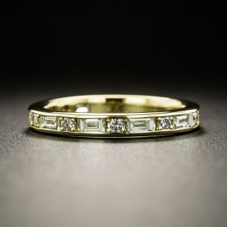 Estate Baguette and Round Diamond Wedding Band - 2