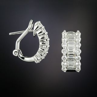 Estate Baguette-Cut Diamond Hoop Earrings