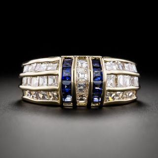Estate Baguette Diamond and Sapphire Band - 2