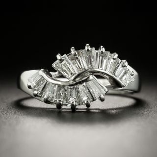 Estate Baguette Diamond Bypass Ring - 3