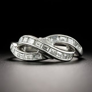 Estate Baguette Diamond Crisscross Wave Ring - 3