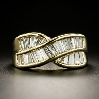 Estate Baguette Diamond Crossover Band Ring - 2