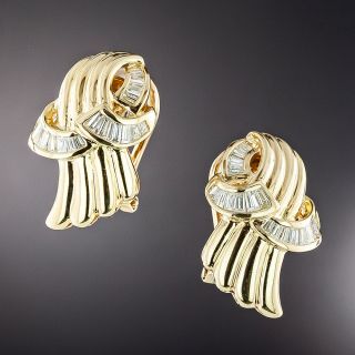 Estate Baguette Diamond Earrings - 1