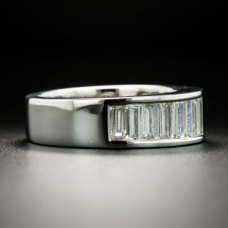 Estate Baguette Diamond Platinum Half Band, Size 6 1/2