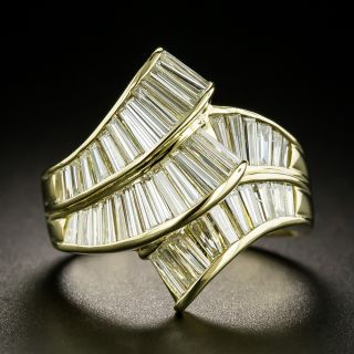 Estate Baguette Diamond Ribbon Ring - 1