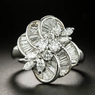 Estate Baguette, Marquise and Round Brilliant Diamond Ring - 2