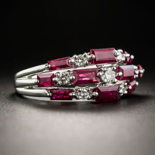 Estate Baguette Ruby and Diamond Band Ring