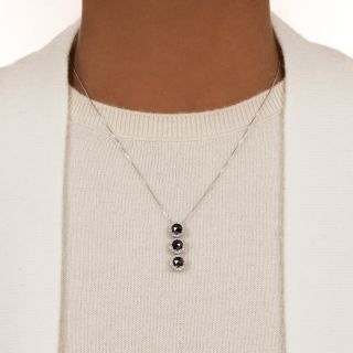 Estate Black and White Diamond Trio Necklace