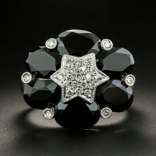 Estate Black Onyx and Diamond Ring - 2